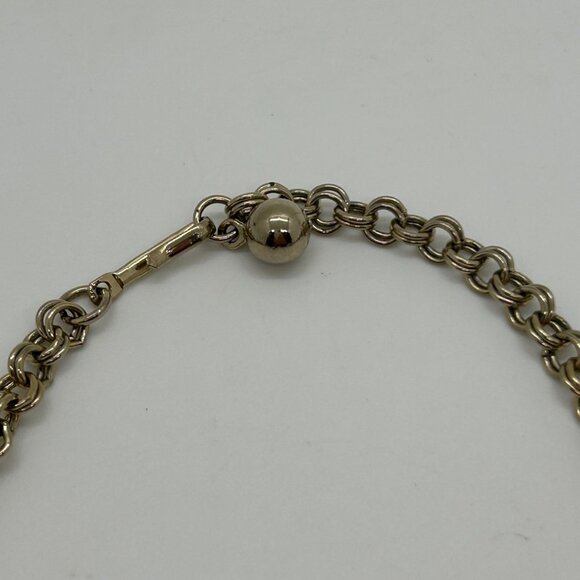 Vintage Judy Lee Gold Tone Necklace Leaf Design Faux Pearls Rhinestones Elegant - Picture 6 of 16